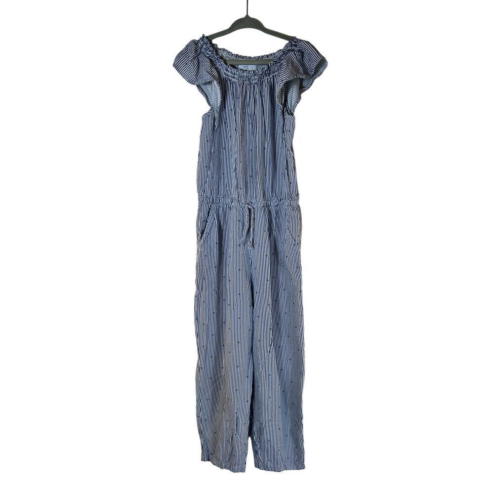 OLD NAVY Girl’s Striped Ruffle Cap Sleeve Jumpsuit / Size: S 6-7